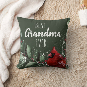 Beste oma ooit Mooie rode kardinaal foto Kerst Kussen