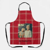 Beste oma ooit rode vierkanten aangepaste foto schort (Voorkant)