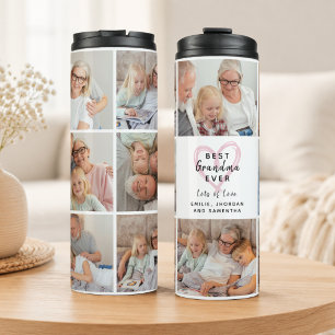 Beste oma ooit Roze Hart Foto Collage Modern Thermosbeker