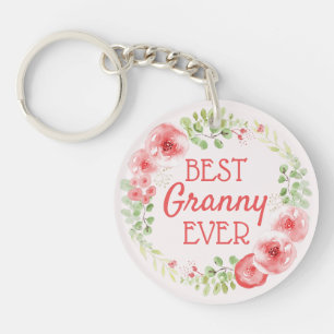 Beste oma ooit waterverf bloemenkrans sleutelhanger