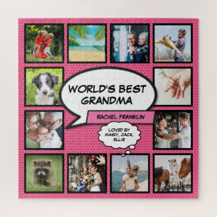 Beste Oma Ter Wereld 12 Foto Collage Pret Roze Legpuzzel