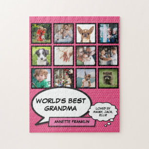 Beste Oma Ter Wereld 12 Foto Collage Roze Pret Legpuzzel