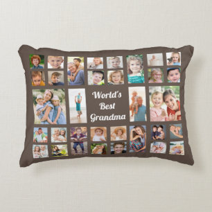 Beste oma van de wereld 32 Familie Fotocollage Bru Accent Kussen