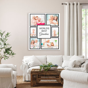 Beste oma van de wereld kleinkind 6 foto collage canvas afdruk