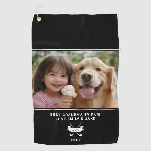 Beste oma van Par Funny Fun Golfer Custom Photo Golfhanddoek (Voorkant)