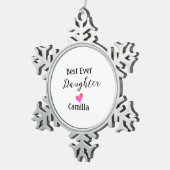 Beste ooit dochter toevoegen naam vader moeder doc tin sneeuwvlok ornament (Rechts)