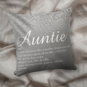 Beste Ooit Tante Tante Definitie Zilver Glitter Kussen
