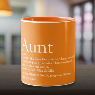 Beste Ooit Tante Tante Fun Definitie Citaat Oranje Tweekleurige Koffiemok