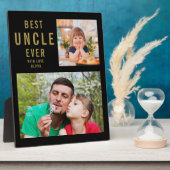 Beste oom ooit 2 foto collage zwart en goud fotoplaat (Zijkant)