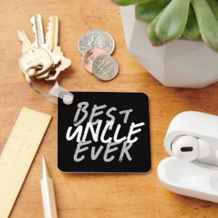 Beste oom ooit modern wit en grijs grunge sleutelhanger