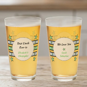 Beste Oom we houden van je namen sterren groene bi Glas