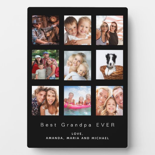 Beste opa aangepaste gezinsfotocollage zwart fotoplaat (voorkant)