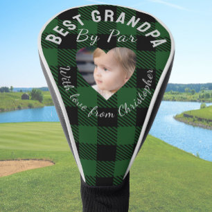 Beste opa aangepaste kinderfoto groene buffelplaid golfheadcover