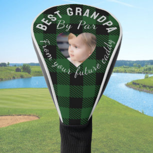 Beste opa aangepaste kinderfoto groene buffelplaid golfheadcover