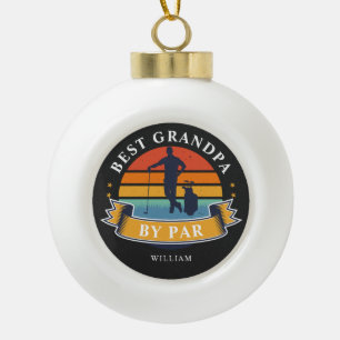 Beste opa door par gepersonaliseerde retro golf li keramische bal ornament