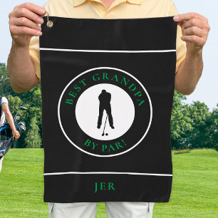 Beste opa door Par Golfer Monogram Sport Zwart Golfhanddoek