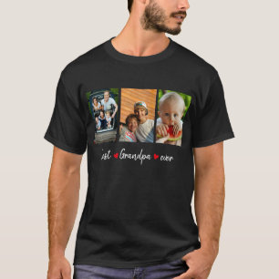 Beste opa Ever Black 3 Foto aangepast T-shirt