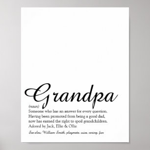Beste opa, grootvader, papa definitie ooit ter wer poster