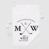 Beste opa naam monogram op wit golfhanddoek (Insitu)