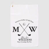 Beste opa naam monogram op wit golfhanddoek (Voorkant)