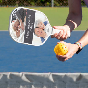 Beste opa ooit 2 foto's krijt tekst gepersonalisee pickleball paddle