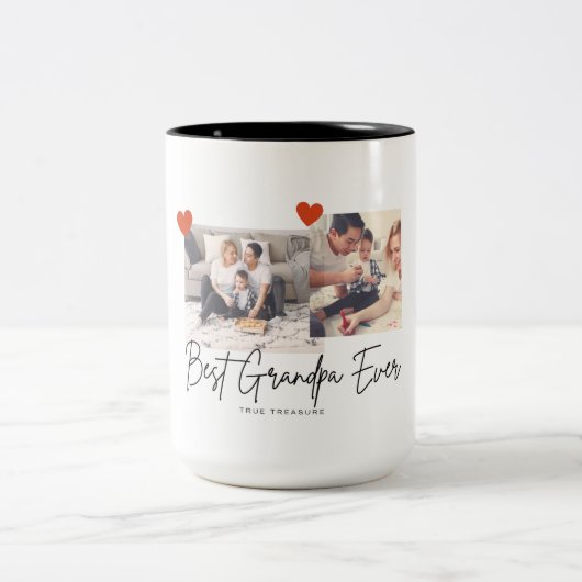 Beste opa ooit 2Photo Keepsake script wit mok (Center)