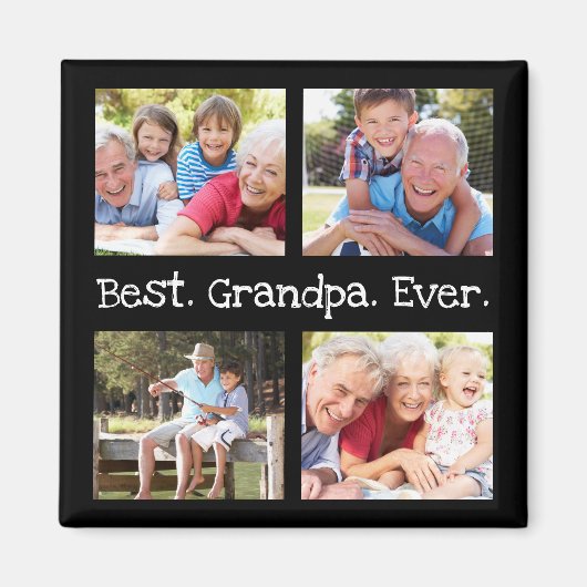 Beste opa ooit 4 Fotocollage Fun Keepslag Magneet (Voorkant)