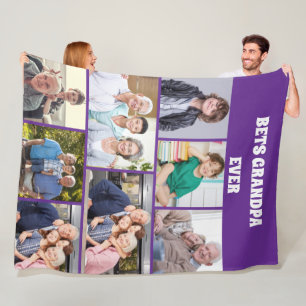 Beste opa ooit 8Foto Collage Chic paars Fleece Deken