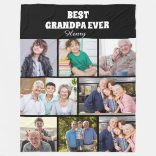 Beste opa ooit 8Foto Collage Chic Zwart Fleece Deken