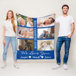 Beste opa ooit aangepaste foto's opa-kinderen fleece deken