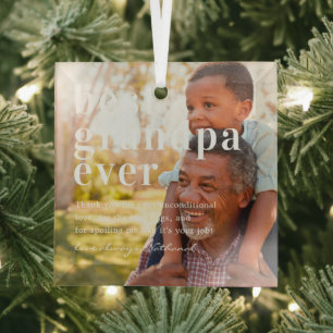 Beste Opa Ooit Citaat & Foto Cadeau Glas Ornament