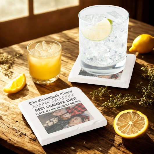 Beste Opa Ooit Custom krantenfoto Stenen Onderzetter