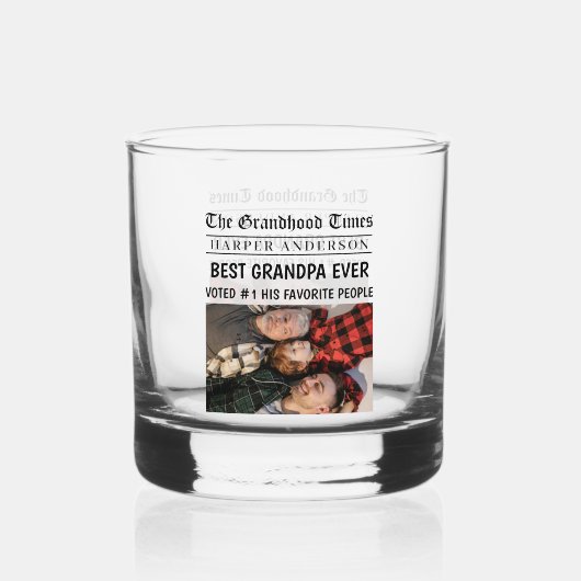 Beste Opa Ooit Custom krantenfoto Whisky Glas (Achterkant)