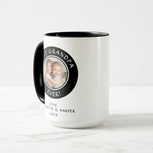 Beste Opa Ooit Custom Photo Modern Fun Schattige Mok (Voorkant links)