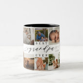 Beste opa ooit elegant script 8 Fotocollage Tweekleurige Koffiemok (Center)