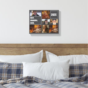 Beste Opa Ooit Foto Collage en Aangepaste Tekst Canvas Afdruk
