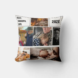 Beste opa ooit foto collage en aangepaste tekst kussen