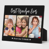 Beste Opa Ooit Grootkinderen 3 Foto Collage Zwart Fotoplaat (Zijkant)