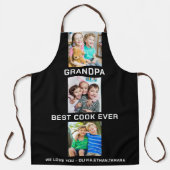Beste Opa Ooit Grootkinderen 3 Foto Collage Zwart Schort (Voorkant)
