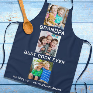 Beste Opa Ooit Grootkinderen 3 Photo Collage Navy Schort