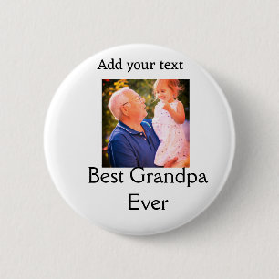 Beste opa ooit grootvader foto naam geschenken tek ronde button 5,7 cm