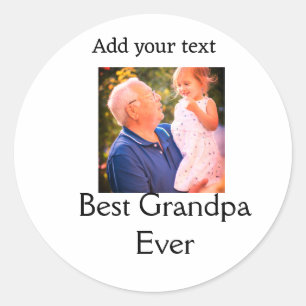 Beste opa ooit grootvader foto naam geschenken tek ronde sticker