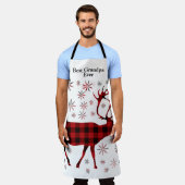 Beste opa ooit kerst herten rode plaids schort (Gedragen)