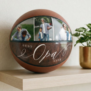 Beste Opa Ooit Leather Vaderdag Photo Keepsake Basketbal