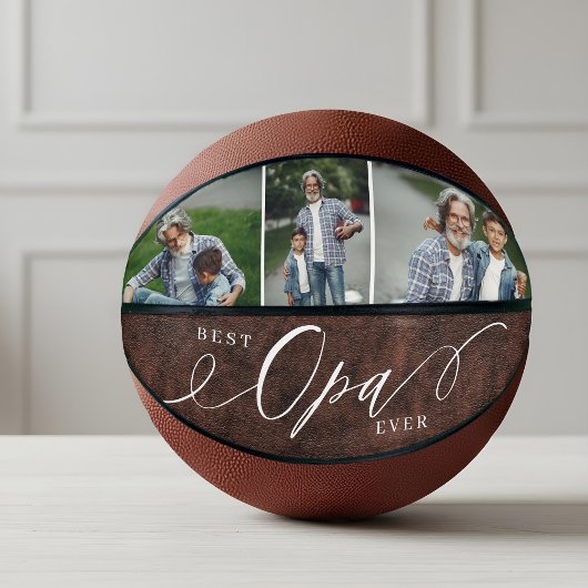 Beste Opa Ooit Leather Vaderdag Photo Keepsake Basketbal