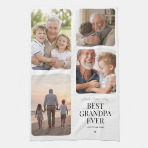 Beste Opa Ooit Modern 4 Foto Raster Vaderdag Theedoek
