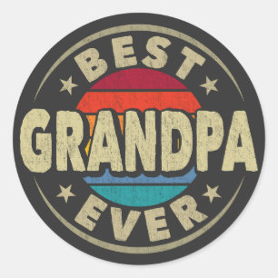 Beste Opa Ooit Retro  Grootvader Cadeau Ronde Sticker
