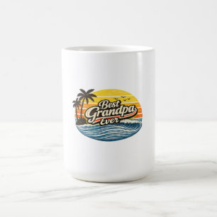 Beste Opa Ooit Retro Zonsondergang Design Koffiemok