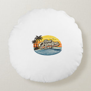 Beste Opa Ooit Retro Zonsondergang Design Rond Kussen