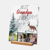 Beste Opa Ooit Rustieke Winter Scene Deer 3 Foto Acryl Bord (Hoek)